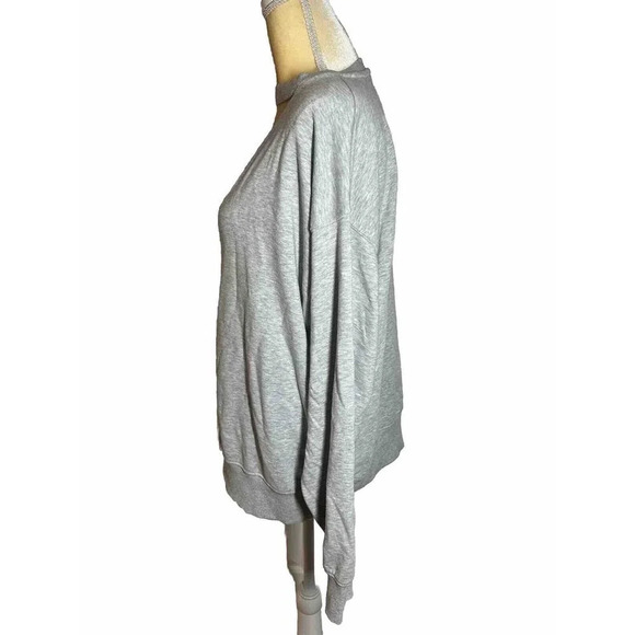 Miss Selfridge Women’s Cut Out V-Neck Sweatshirt Shirt Size 12 Grey - Picture 6 of 13